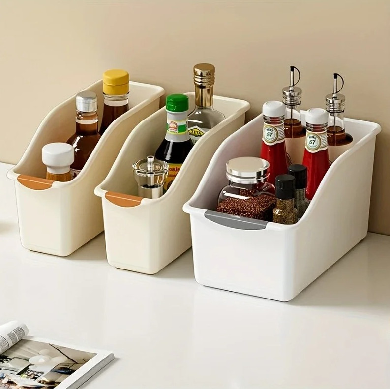 1 pc Curved Plastic Storage Bins Set Multipurpose Home Organizer Boxes