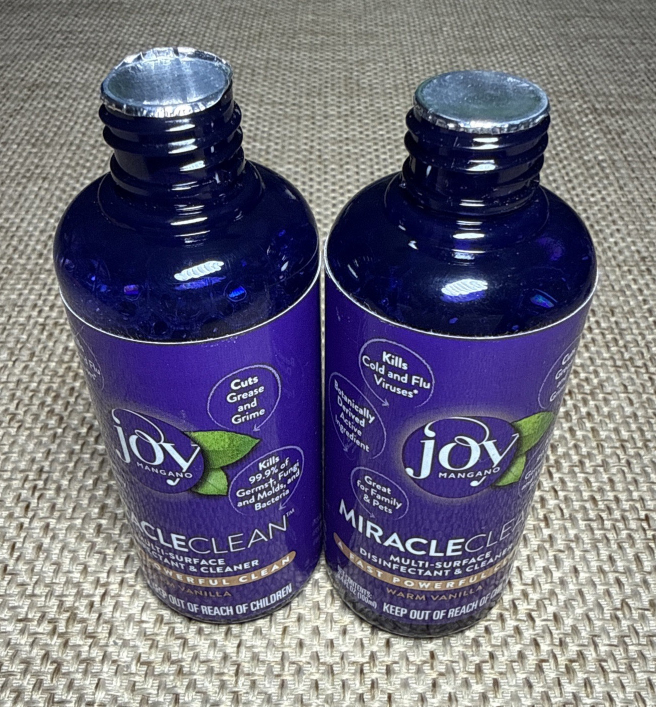 Joy Mangano Miracleclean WARM VANILLA Multi Surface Disinfectant Cleanser 3.4ea