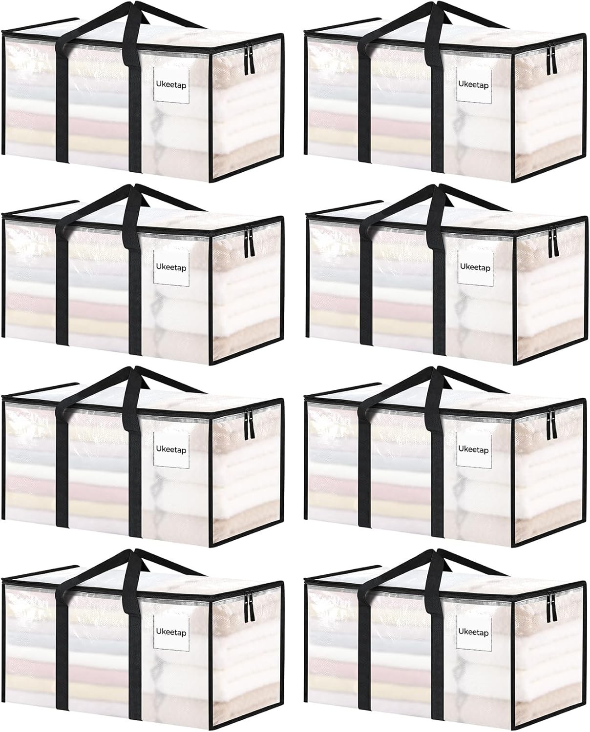 8 Heavy-Duty Clear Moving Bags with Lids – Extra Large and Water Resistant