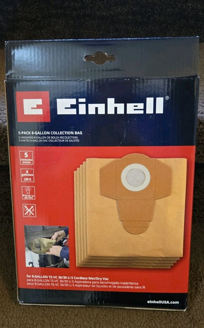 Einhell TE-VC 36/30 Li S 8 Gal Disposable Dust Bag For Wet/Dry Vacuum Box Of 5