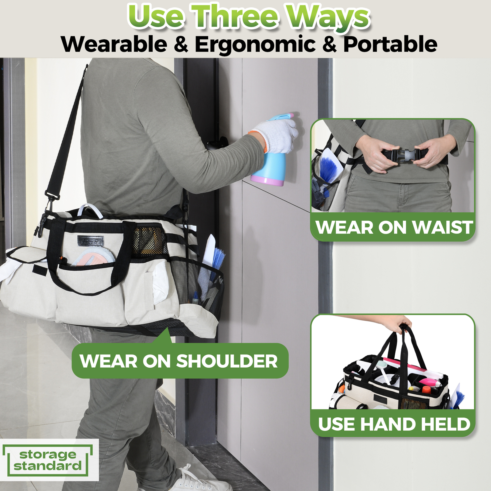 Cleaning Caddy Organizer with Handle for House & Bathroom Cleaning Supplies