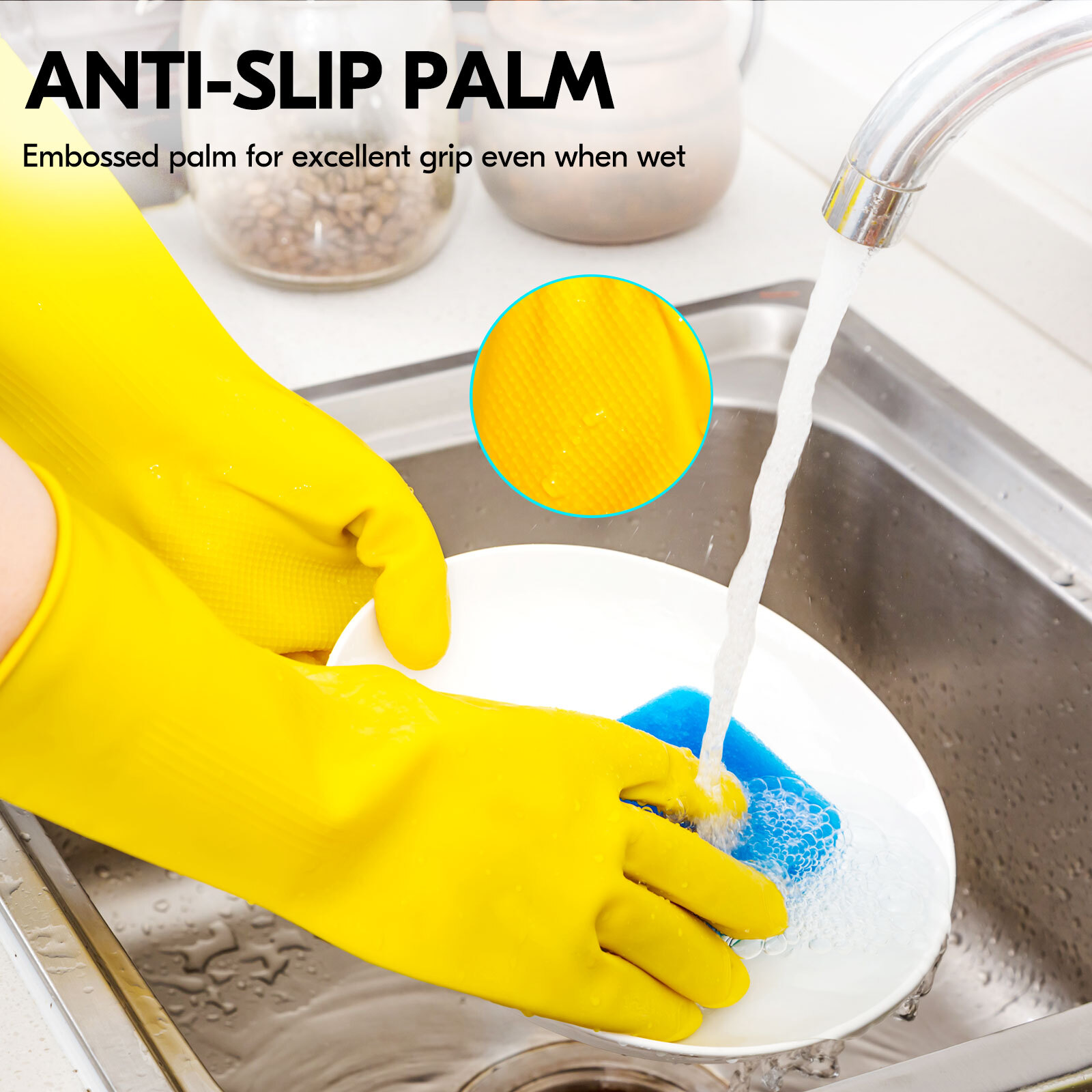 Vgo 1/3/5/10Pairs Reusable Household Cleaning Gloves with Extra Thickness HH4601