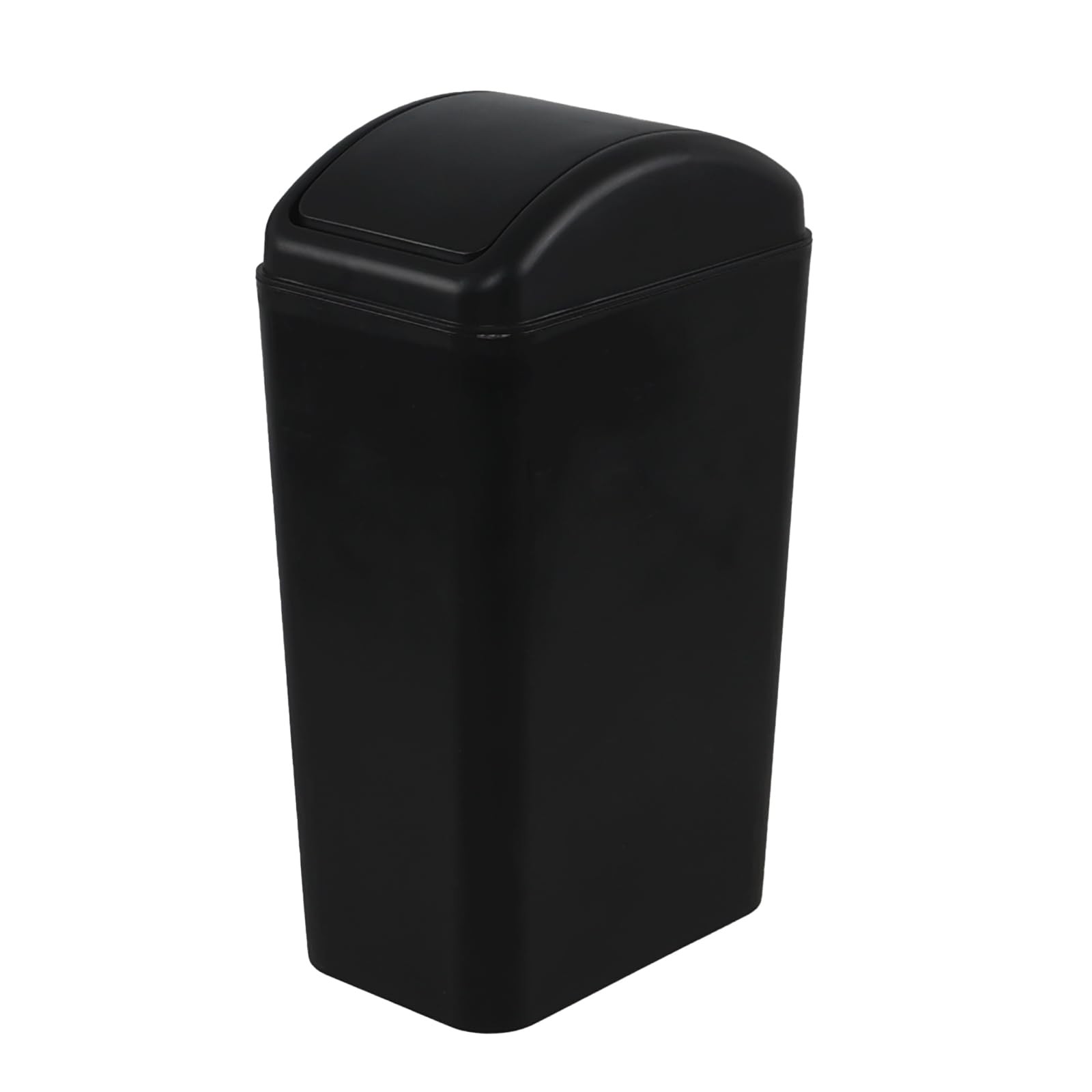 12L 3.5 Gallon Slim Garbage Can with Swing Lid Black Plastic Trash Bin Office