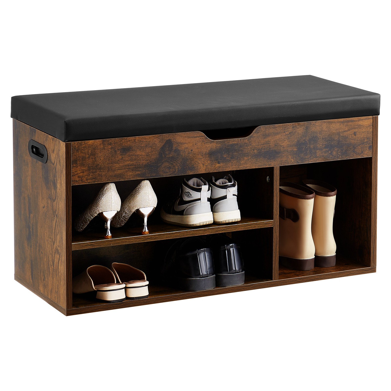 VEVOR Shoe Bench with Cushion 31.7 x12.0 x 17.5″ 3 Compartments Entryway Storage