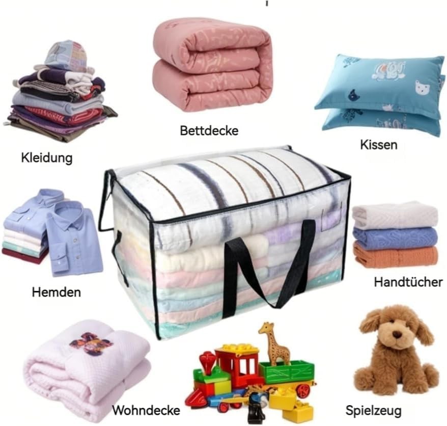 6-Pack Extra Large Heavy Duty Moving Bags, Clear Storage Bins with Tags,