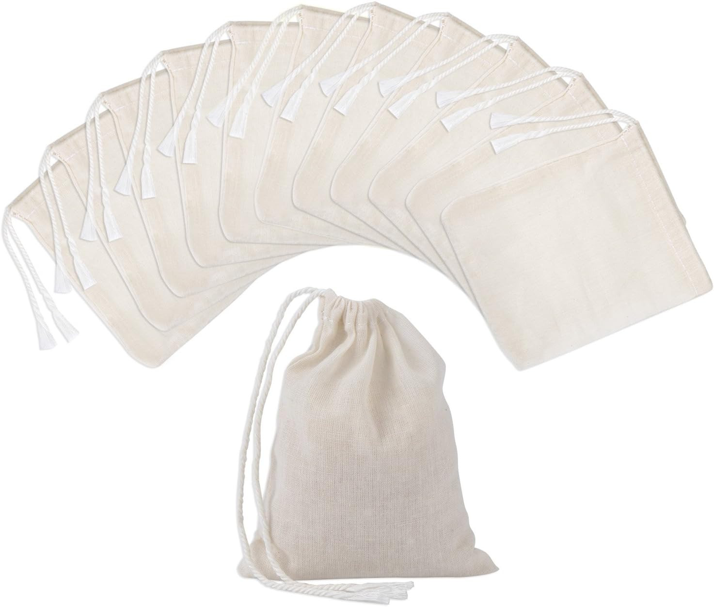 100 Pieces 4 X 3 Inches Muslin Cotton Drawstring Bags Canvas Linen Sachet Bag fo