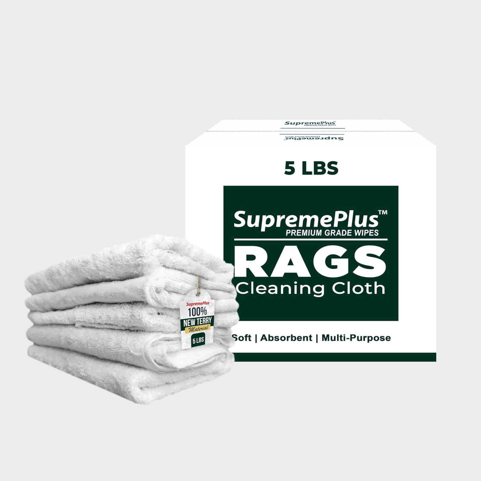Premium White Terry Cloth Rags (5 lbs. Box) Super Absorbent Cotton Towel Clea…