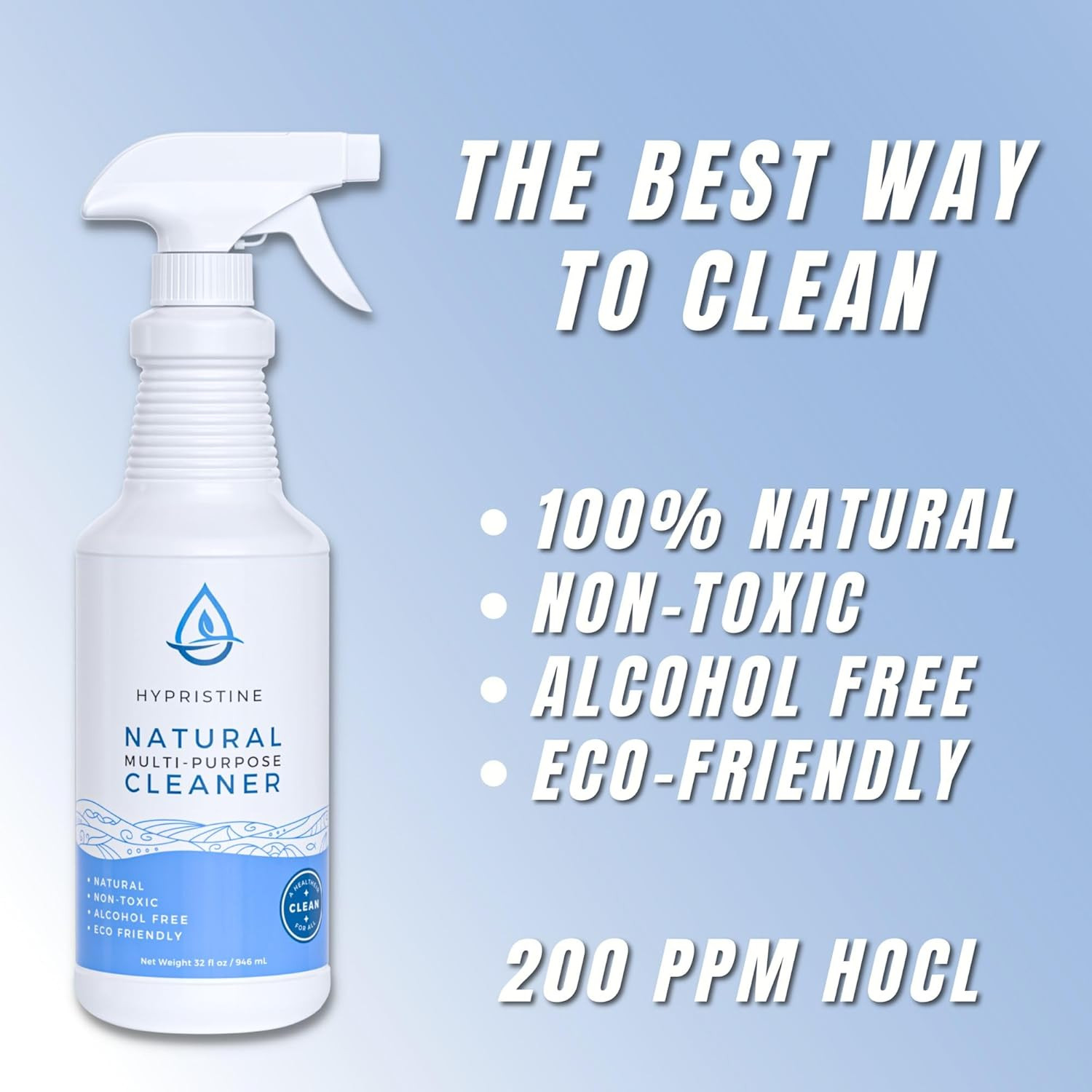 PURE Hypochlorous Acid Spray, Multi-Purpose Cleaner, Superior Shelf Life, 0% Ble