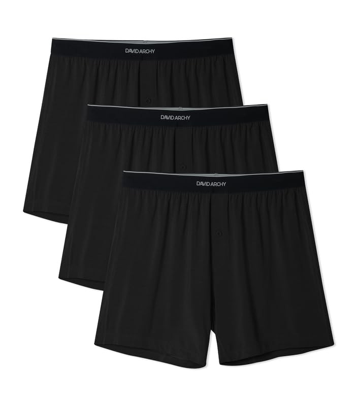 Men’s Modal Boxers, Ultra Soft Stretch Sleep Shorts, 3/4 Pack | Medium Black*3