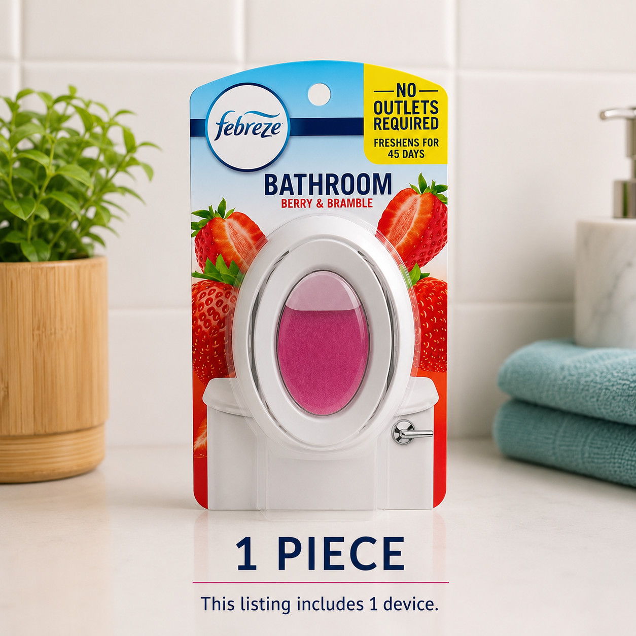 Febreze Bathroom Air Freshener Berry & Bramble Odor Fighter 45 Days 1 Device
