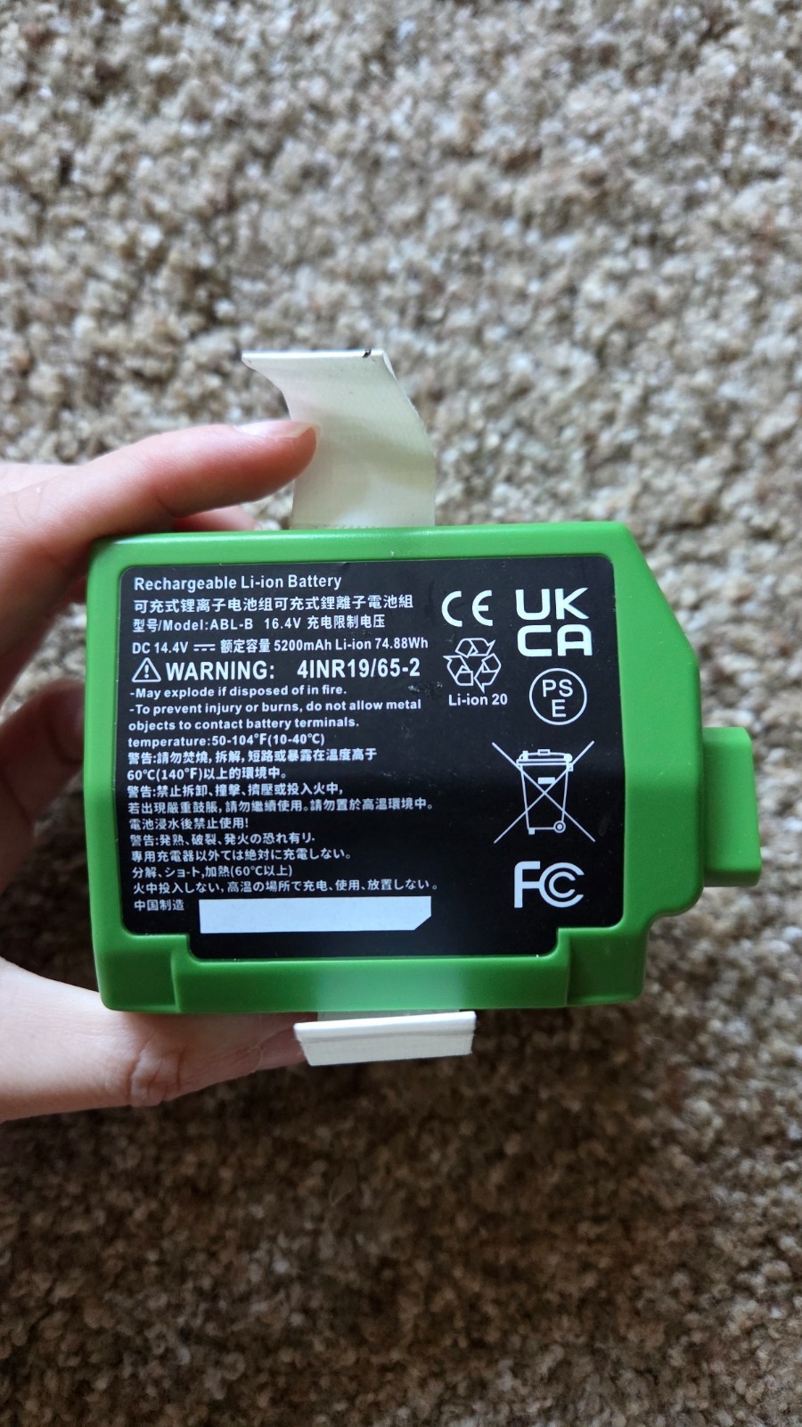 4INR19/65-2 ABL-B Battery for iRobot Roomba S9 9150+S9+9550 Robot Vacuum Series