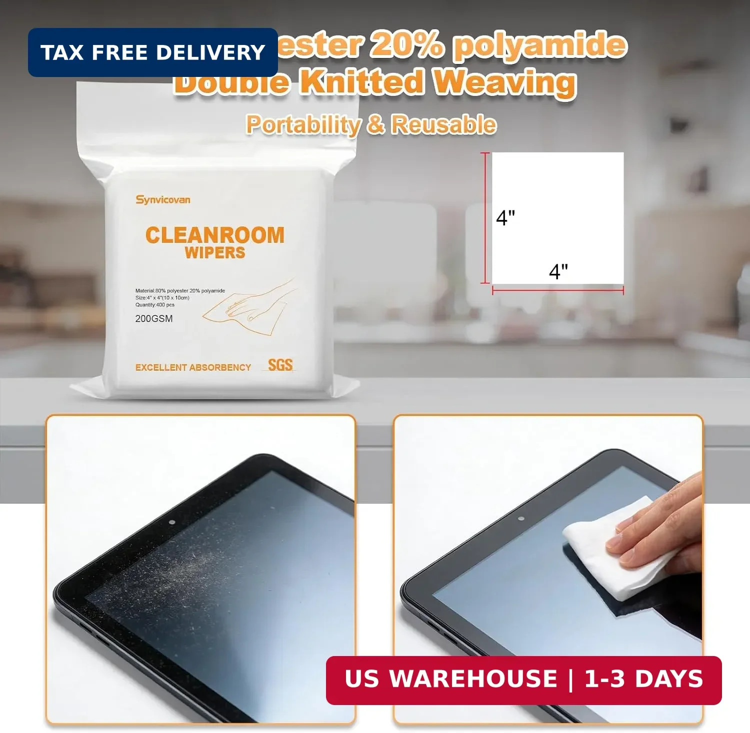 Microfiber Cloths 4″x4″(400 Pcs,200GSM) | Superfine Lint Free Cloths,Cleaning an