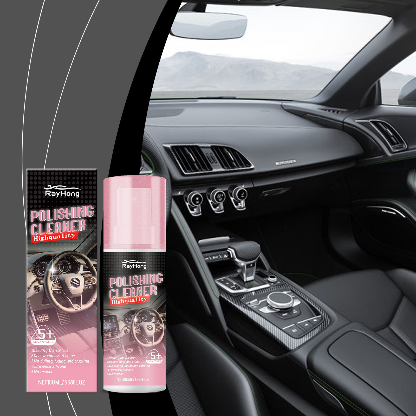 3x Polishing Cleaner Cars Interior Car Interior Detailer & Cleaner 100ml