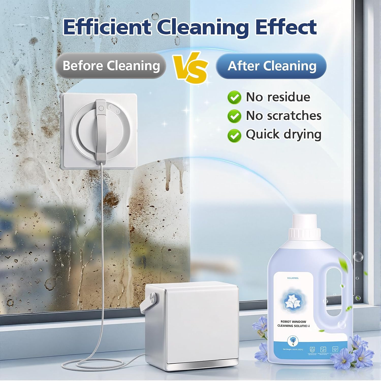 Window Cleaning Solution for ECOVACS WINBOT Cleaning Robot, 2 Pack (2*1L) | Mult