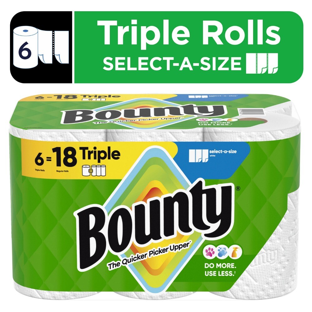 Paper Towels Select-A-Size White, 6 Triple Rolls, 123 Sheets Per Roll