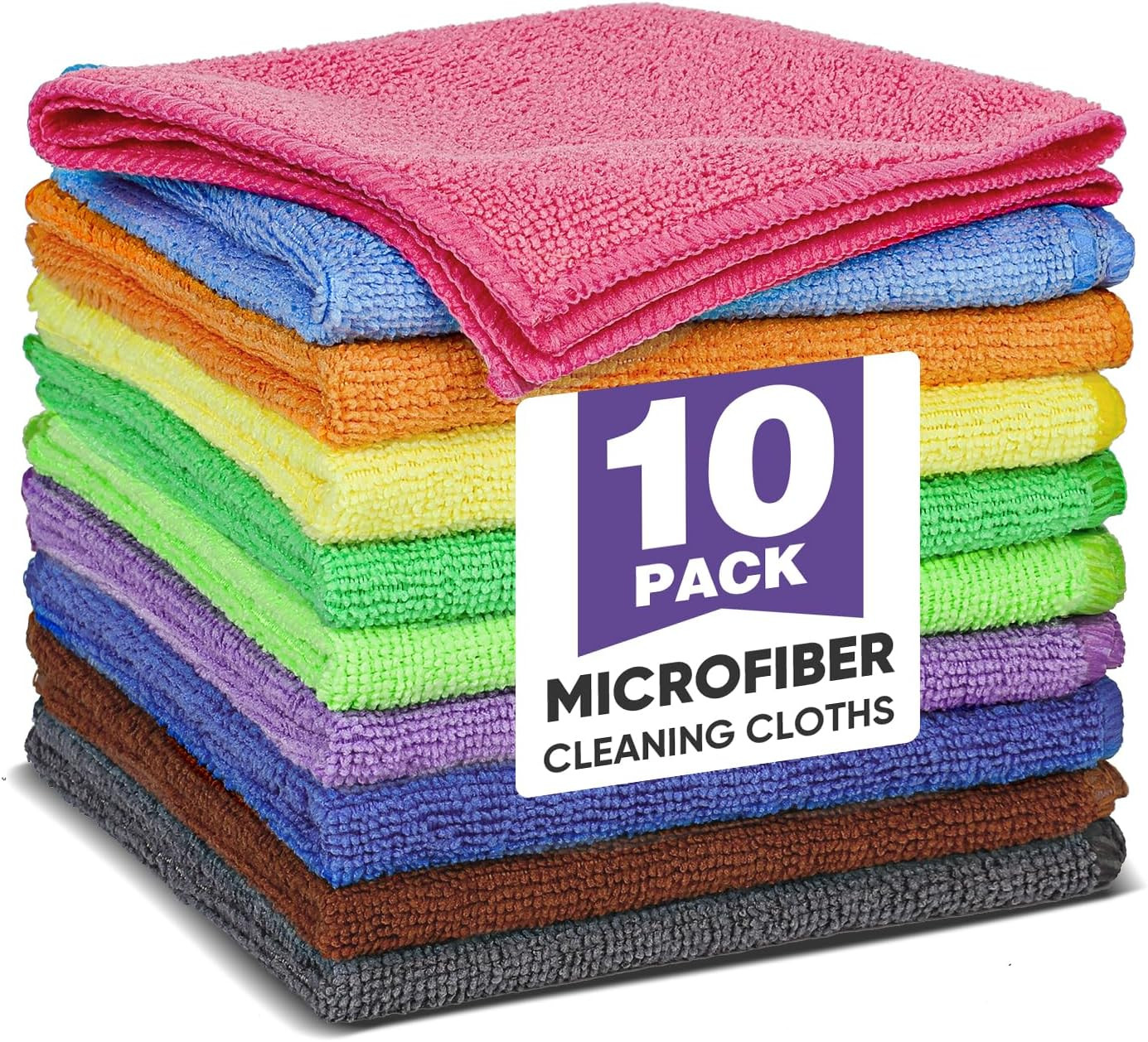 10 Colors Microfiber Cleaning Cloths, 10 Pack Assorted Cleaning Rags | Microfibe