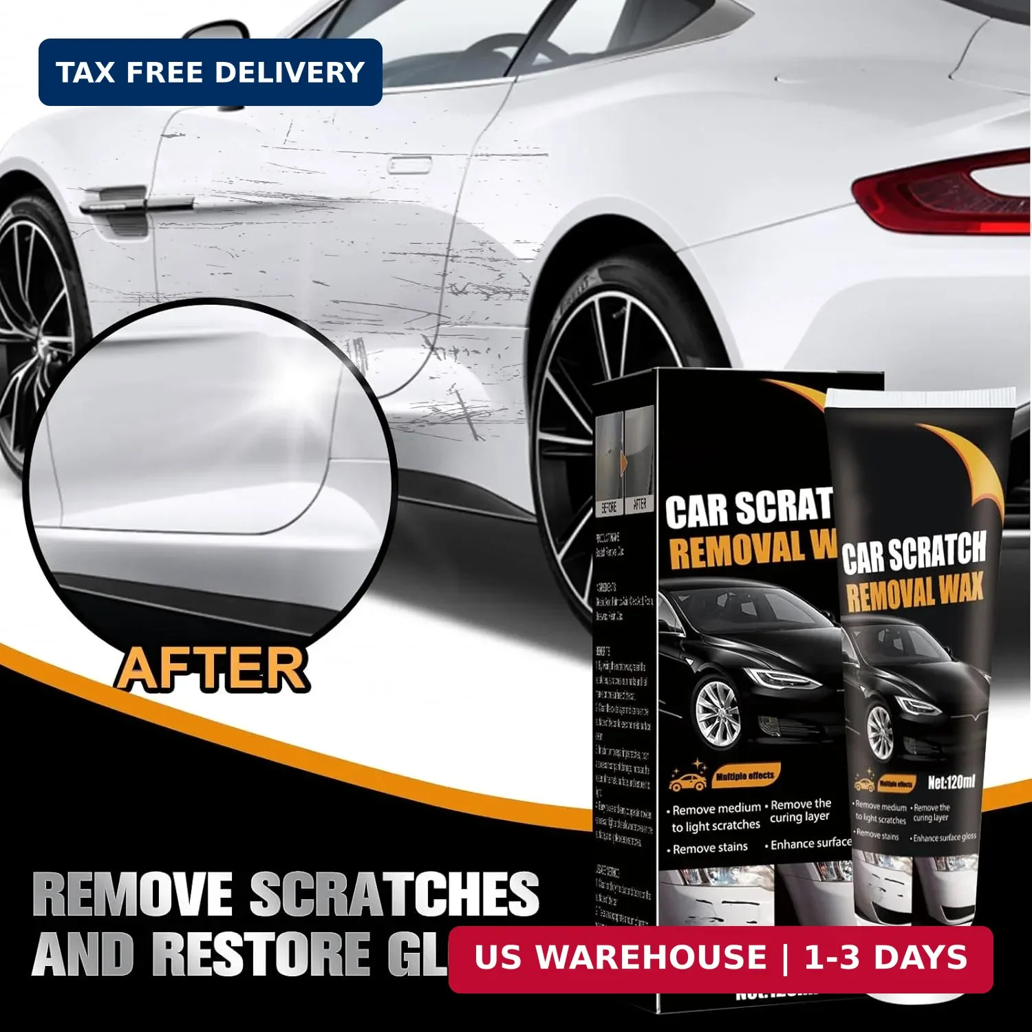 2Pcs Car Scratch Remover Wax, Professional Scratch Remover for Vehicles, Car Scr