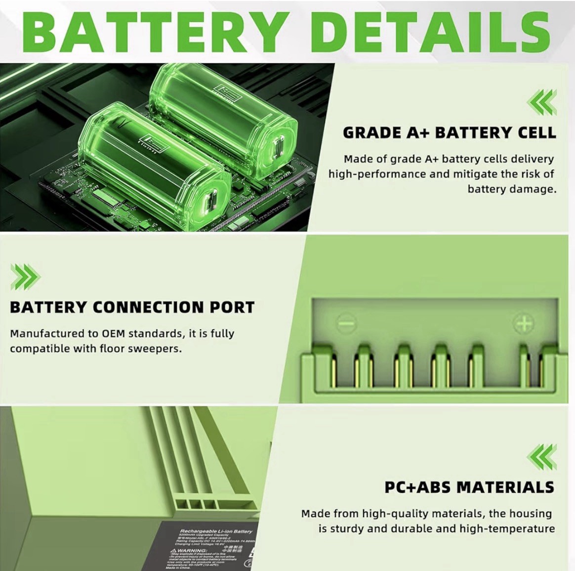 ABL-F Replacement Battery for iRobot Roomba j7 i7 i8 i6 i5 i4 i3 e5 e6 5200mAh