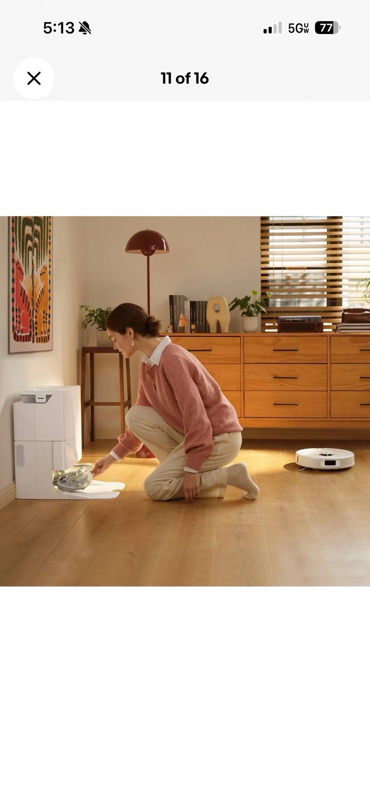 Roborock Qrevo Pro Cordless Robot Vacuum and Mop 6.5″ Cleaning Path White