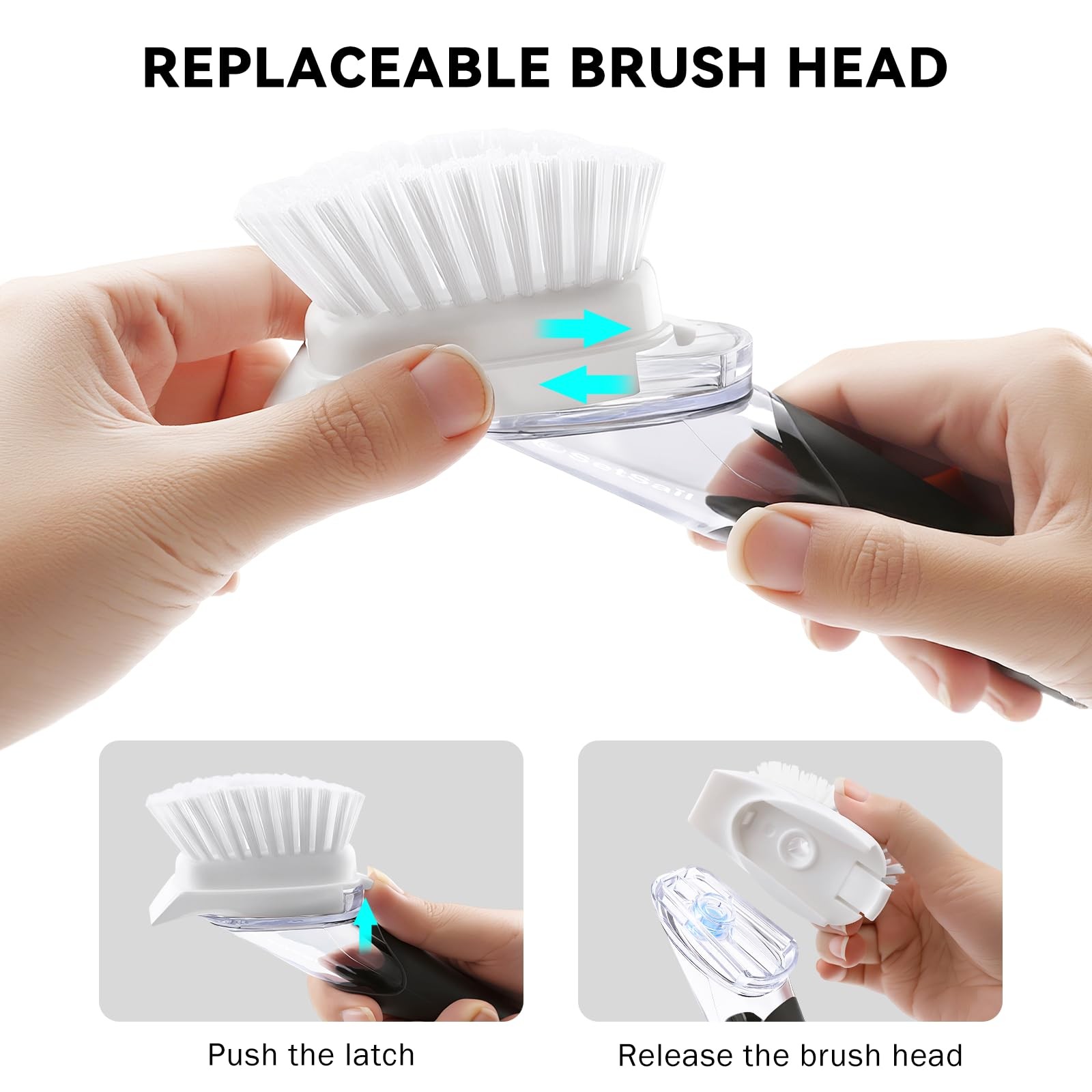 SetSail Dish Brush with Soap Dispenser, Stiff Bristles Scrubber Set Black
