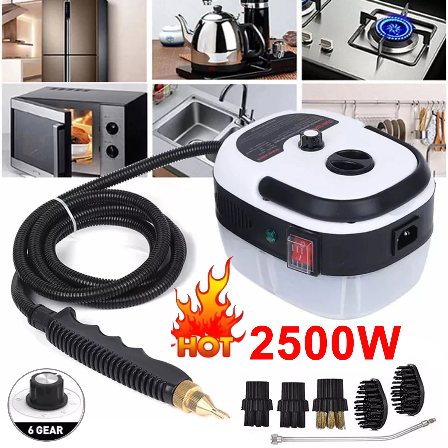 2500W Handheld Car Detailing Cleaning Machine High Temp Steam Cleaner Household