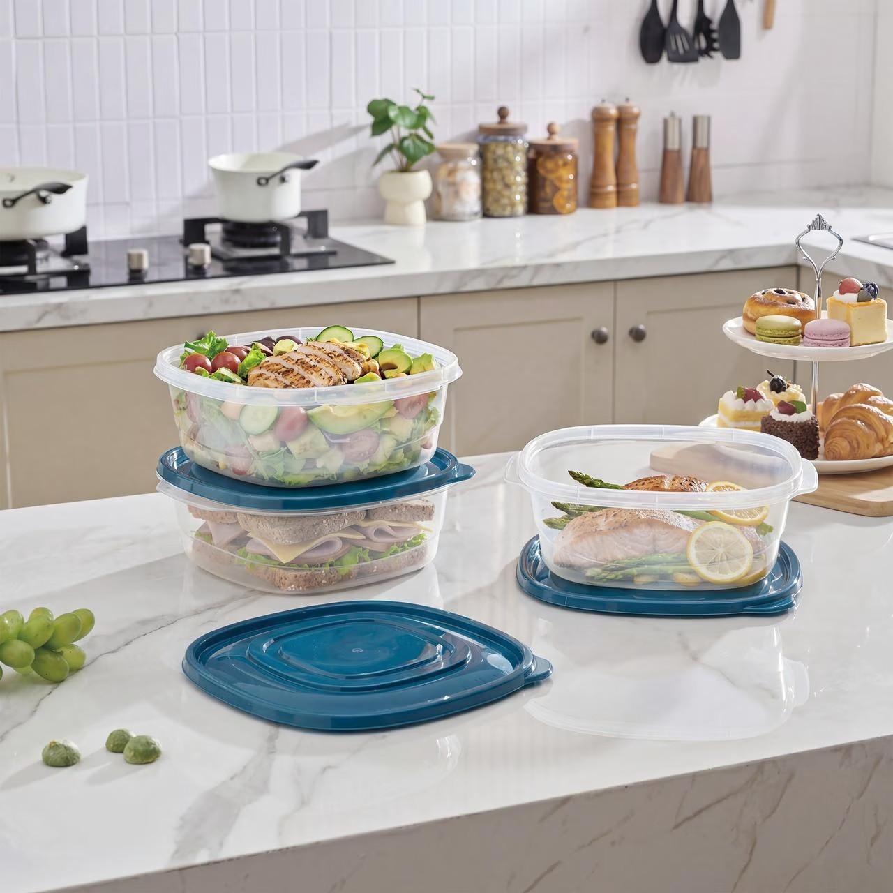 Mainstays Semi Durable Square 1.26Cup Plastic Food Storage Container 6 Pack, Bes