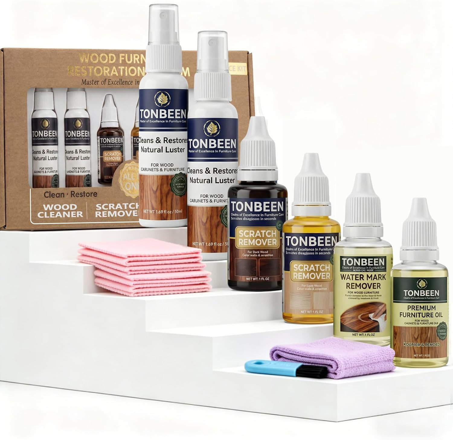 Premium Wood Furniture Care Set (12-Piece) – Includes Wood Cleaner & Water Mark