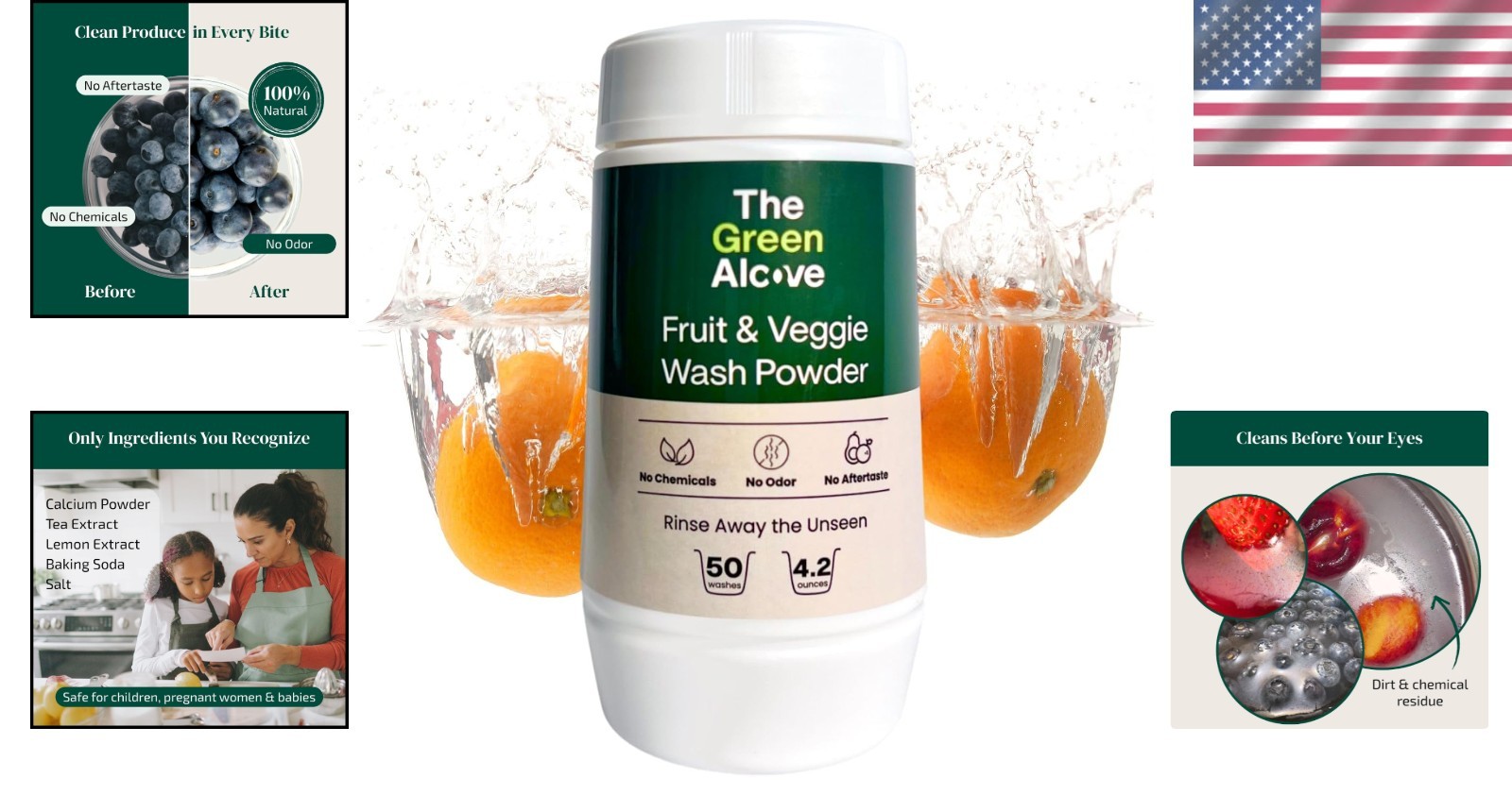 Family-Safe Vegetable Wash Powder – Deep Cleaner for Fresh Produce – 4.2 oz