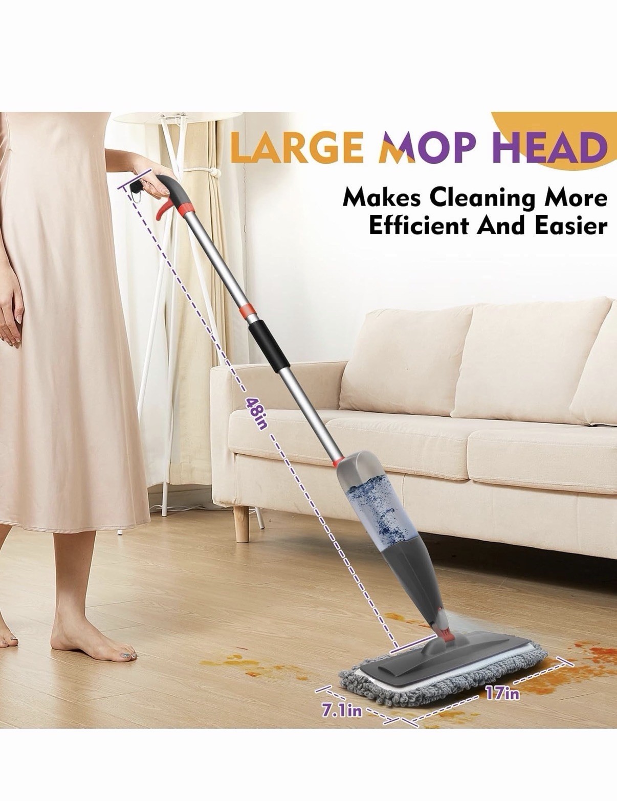 Spray Mop for Floor Cleaning with Washable Pads