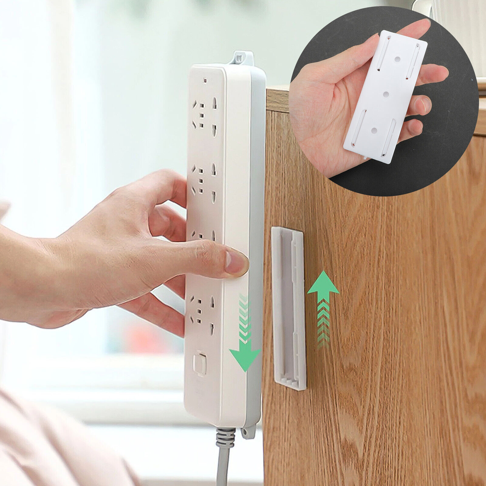 6 × Self-Adhesive Desktop Punch-Free Socket Fixer Holder Kitchen Home Office USA