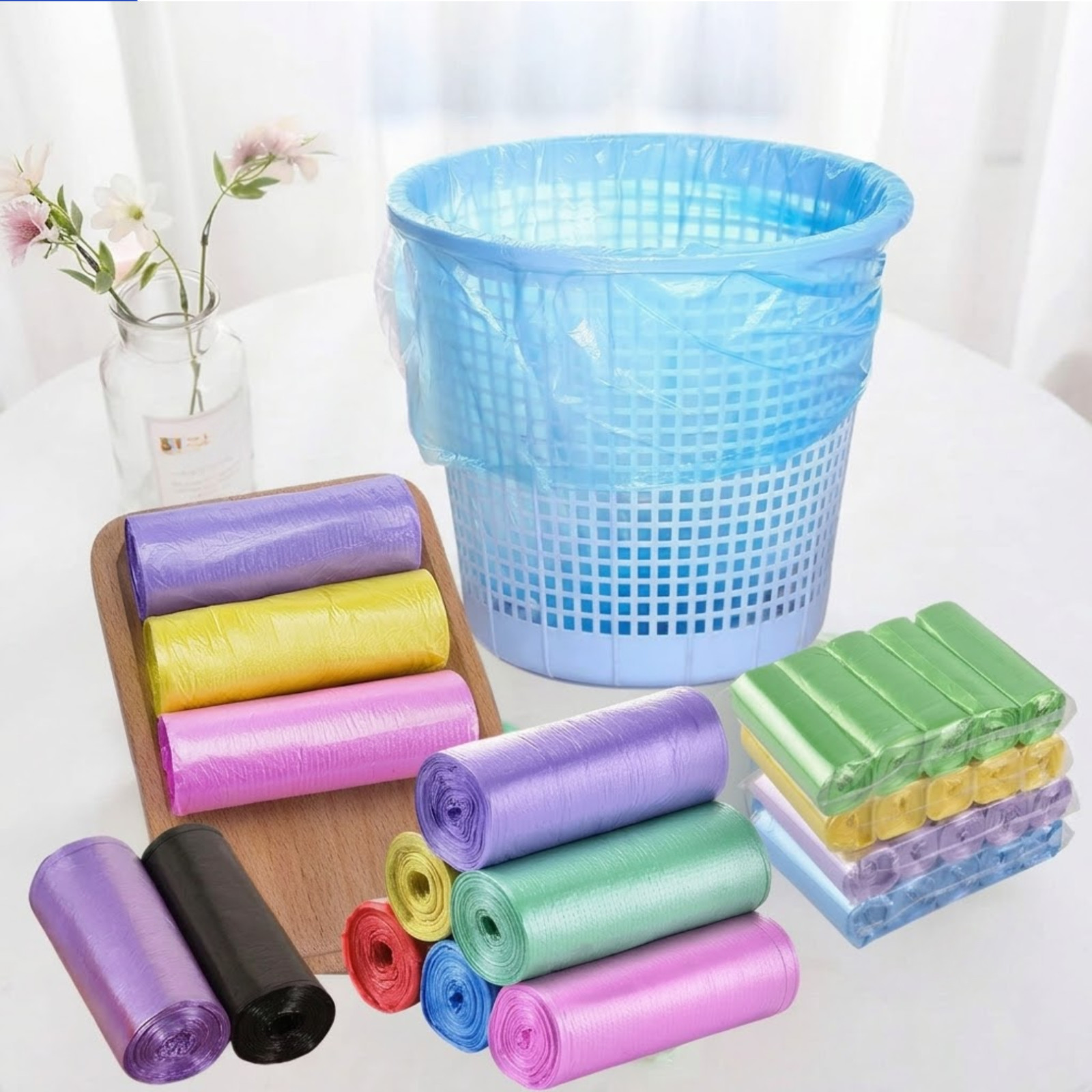100 PCS 5 Gallon Trash Bags Kitchen Trash Bags Small Garbage Rubbish Bags 5 Roll