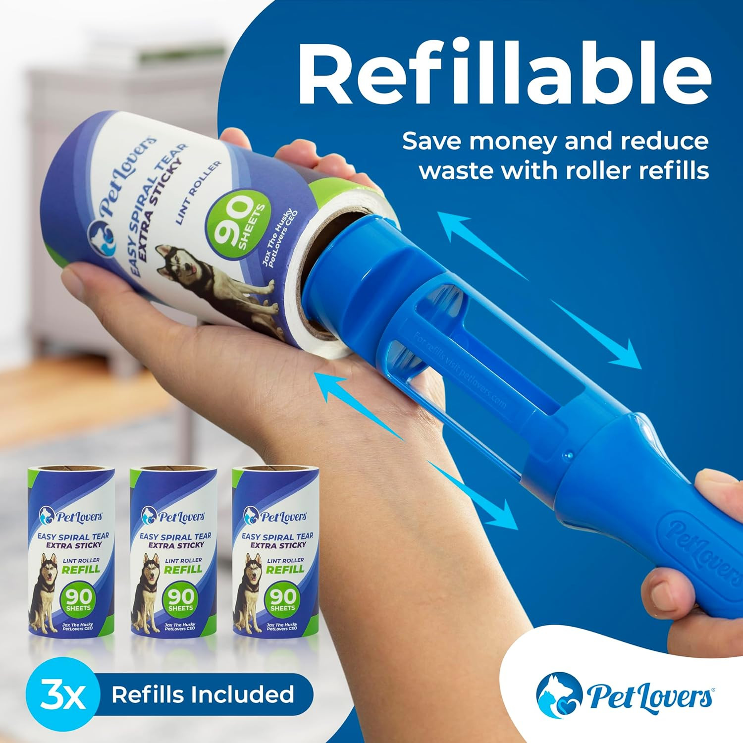 Extra Sticky Lint Roller Mega Value Set 450 Sheets for Pet Hair Removal and Clot