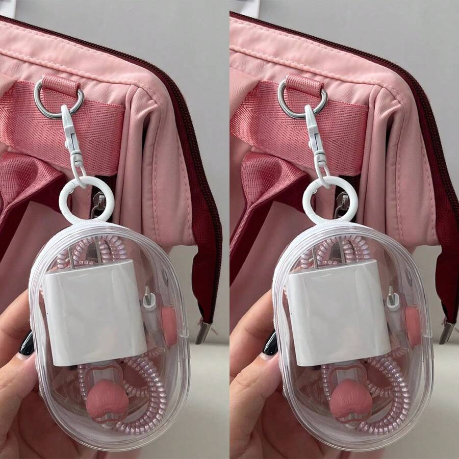 Travel Mini Pouch with Zipper & Keychain MultiUse Data Cable Makeup Storage Bag