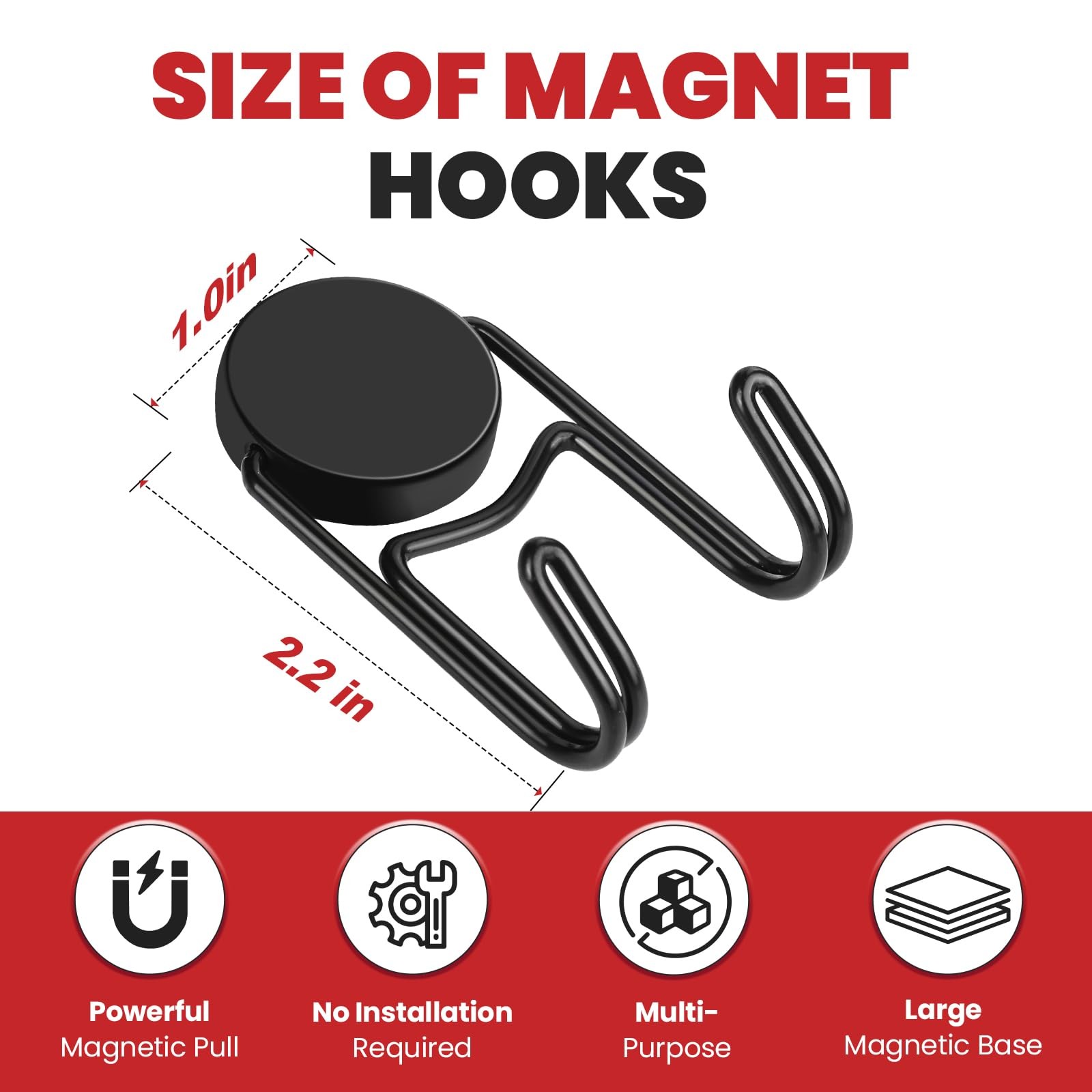 Buelkmag Magnetic Hooks 50Lbs+ 2026 Cruise Essentials 1.0in×2.2in-2, Black