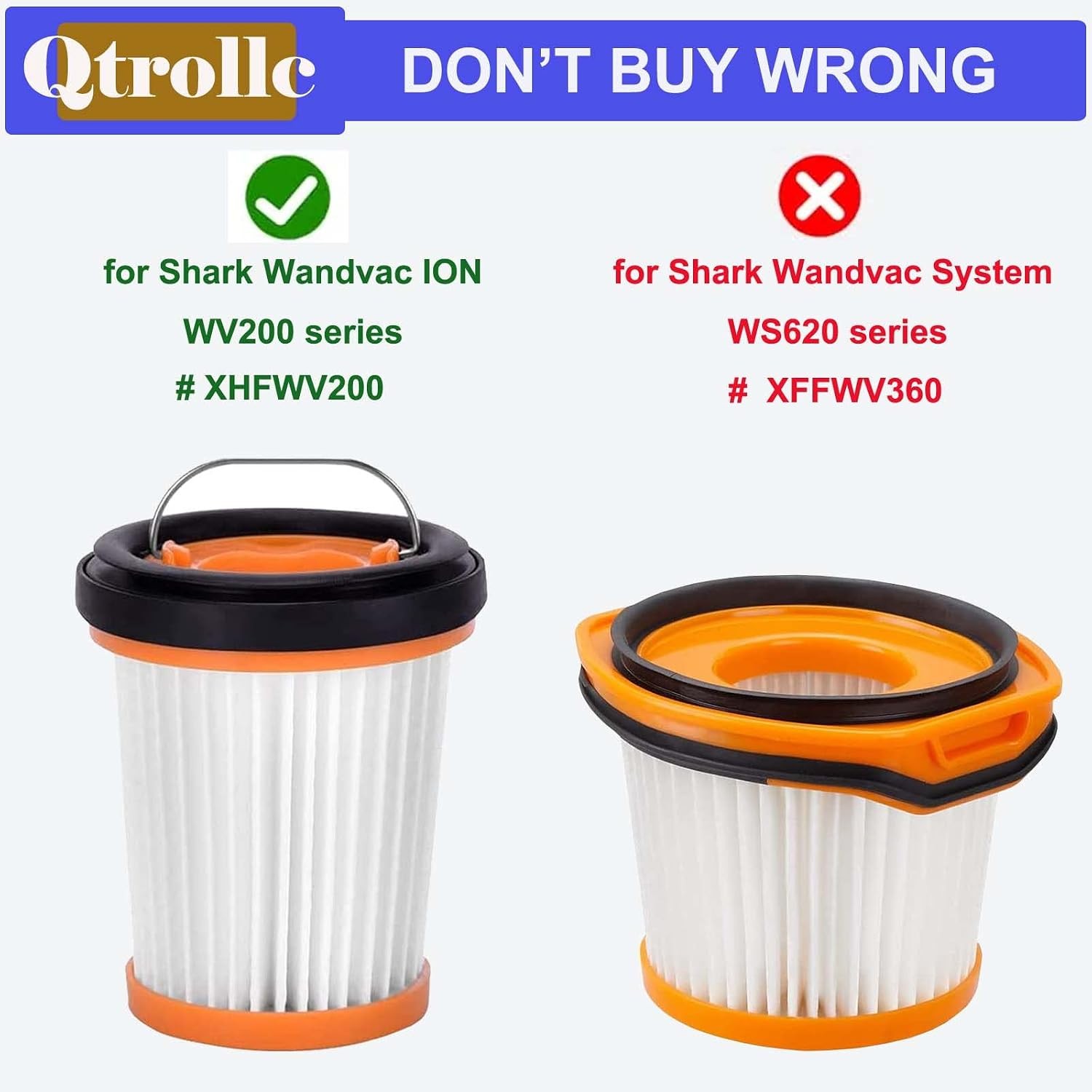 Wandvac Filter Replacement for Shark Cordless Handheld Vacuum WV200 WV201 WV205