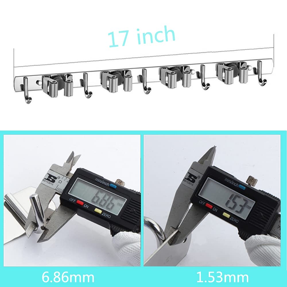 Broom Mop Holder Wall Mount Stainless Steel Tool Hanger Storage Organizer for.