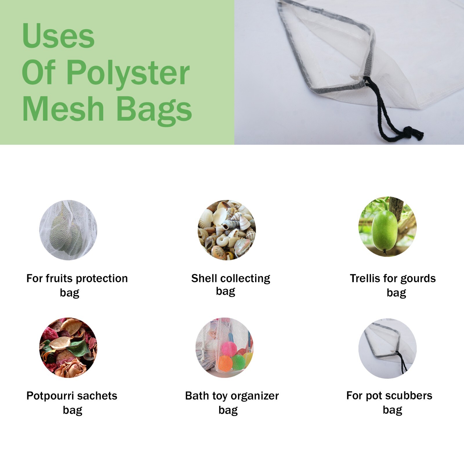 100% Polyester Mesh Drawstring Bag for everyday use – Polyester Mesh Laundry Bag