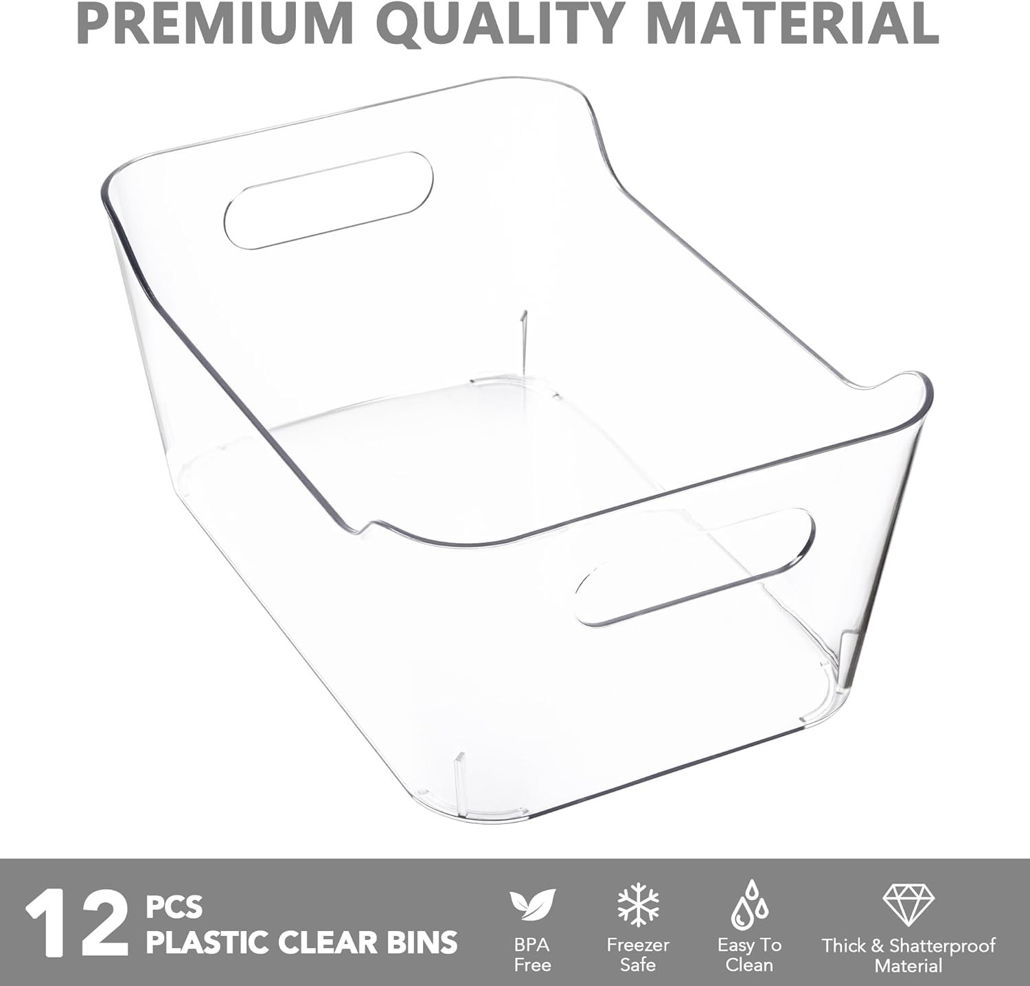 12 Pack Plastic Storage Bins, Multi-Use Organizer Bins, Pantry Organizer, Cle…