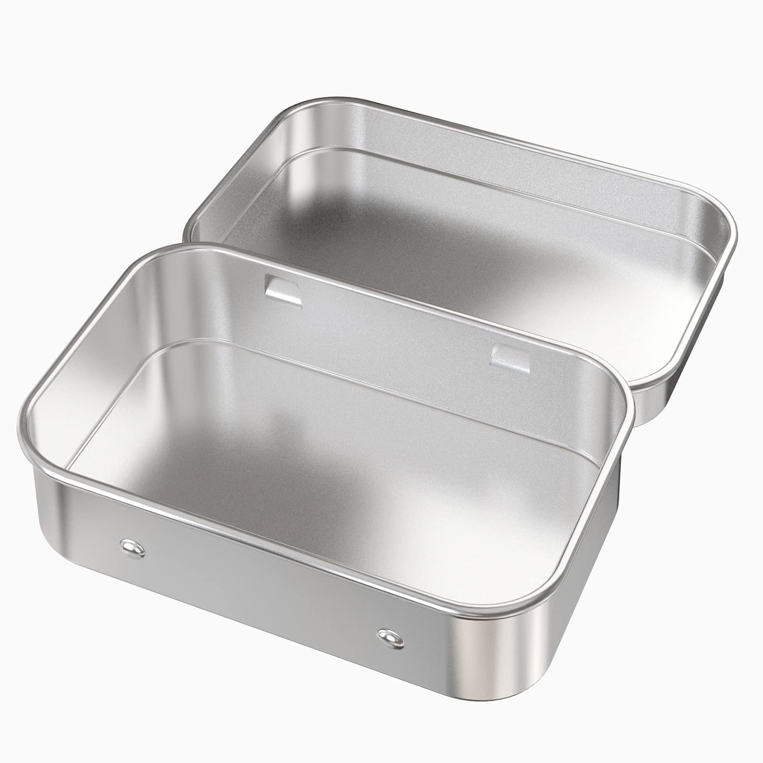Hulless Small Hinged Tin Box Metal Tins 3.8” X 2.6” (6 Count), Silver
