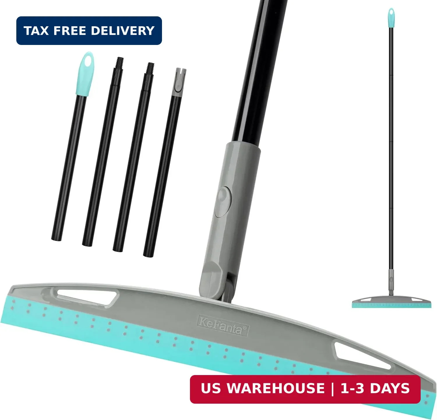 Multifunction Rubber Air Broom, Silicone Floor Squeegee Broom with 59″ Long Hand