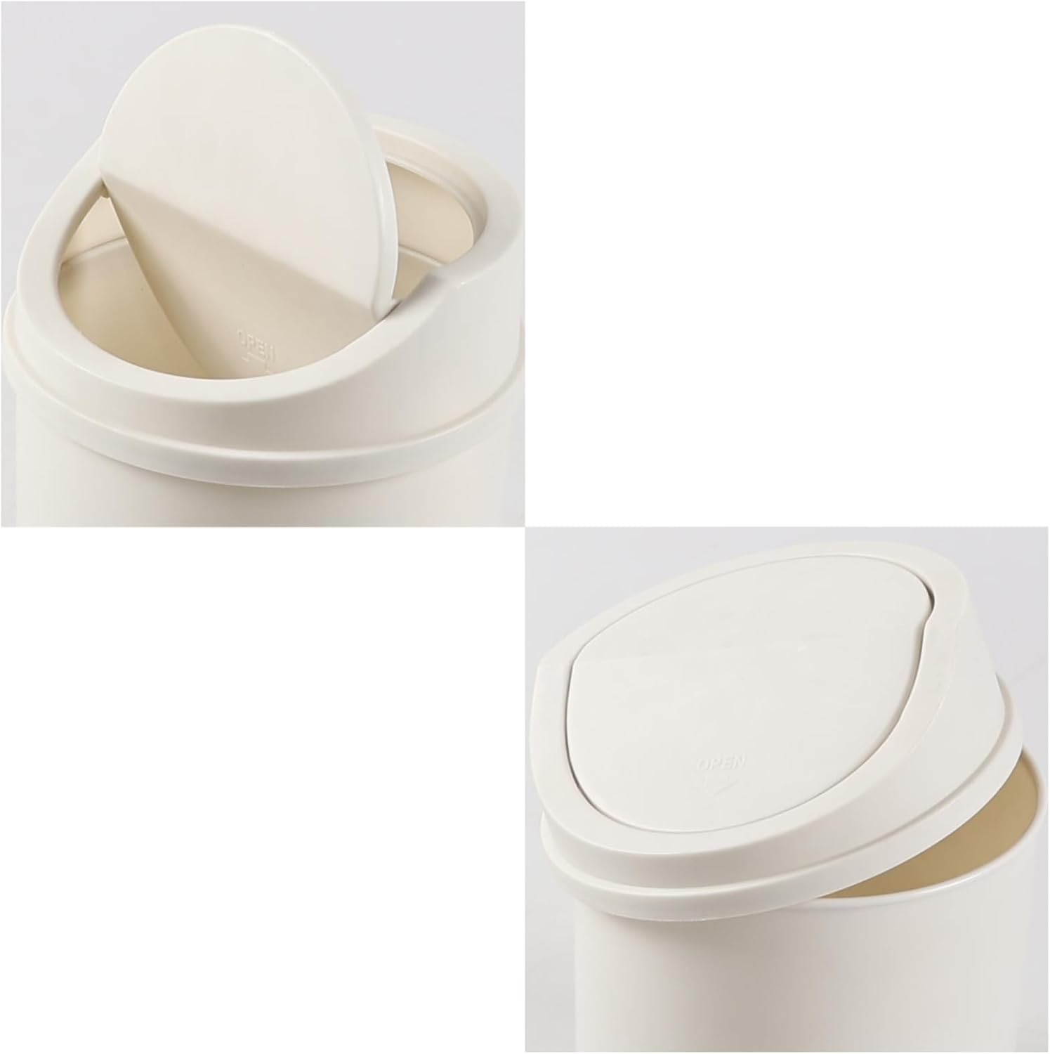 0.7 Gallon Plastic Mini Desk Trash Can with Swing- Lid, White | Tiny Garbage