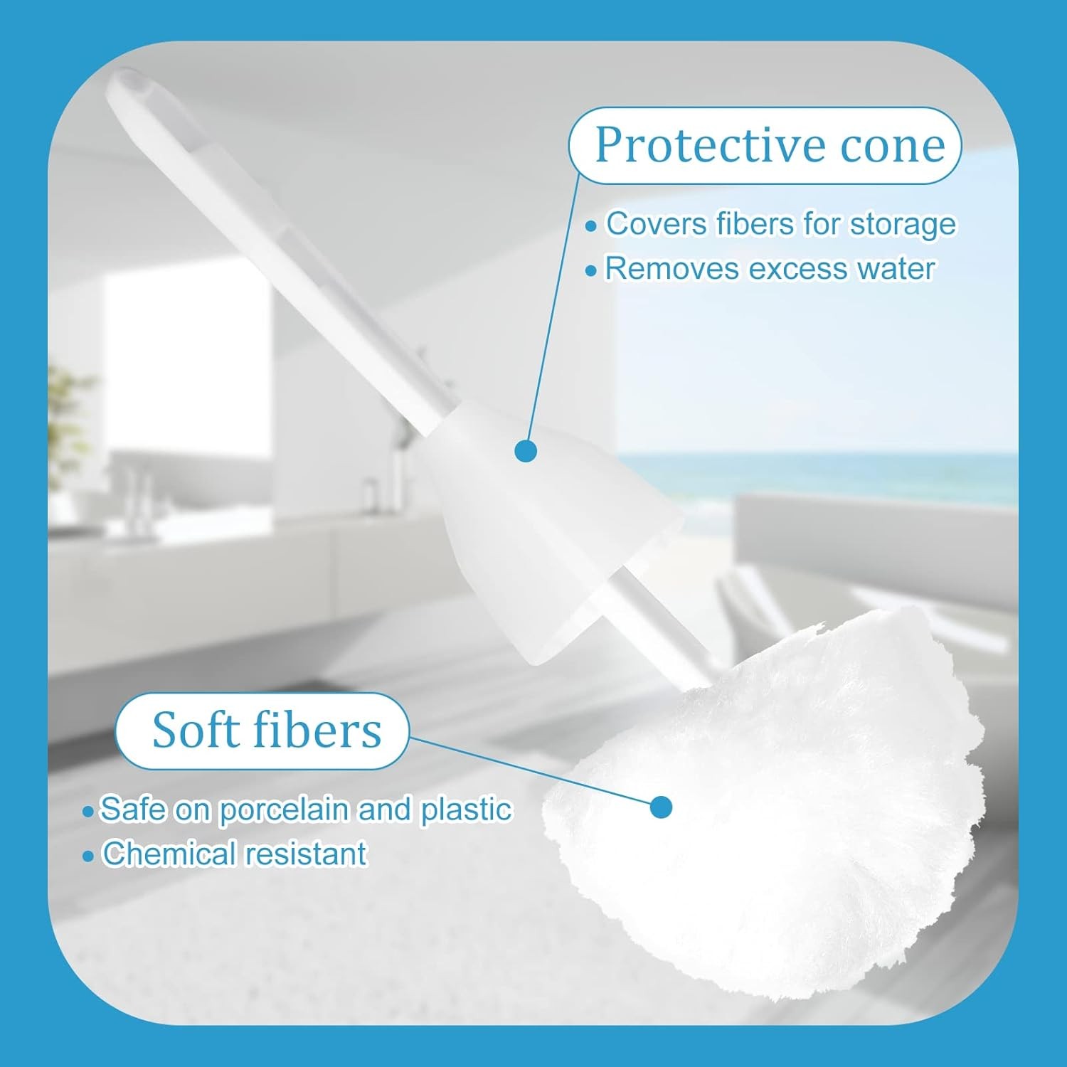 Toilet Bowl Mop Toilet Bowl Brush White Soft Swab Bathroom Brush with Holder