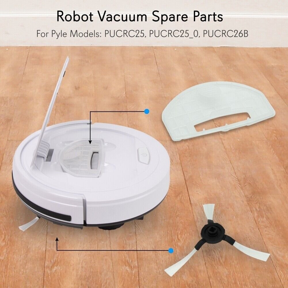 Pure Clean` Robot Vacuum Replacement – 4 Rotating Side Brush & 2 Dustbin Filter