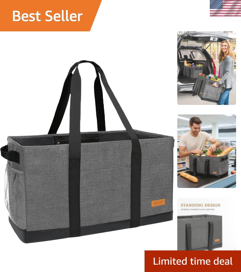 Extra Large Utility Tote Bag – Standing Reusable Grocery Bag with Handle
