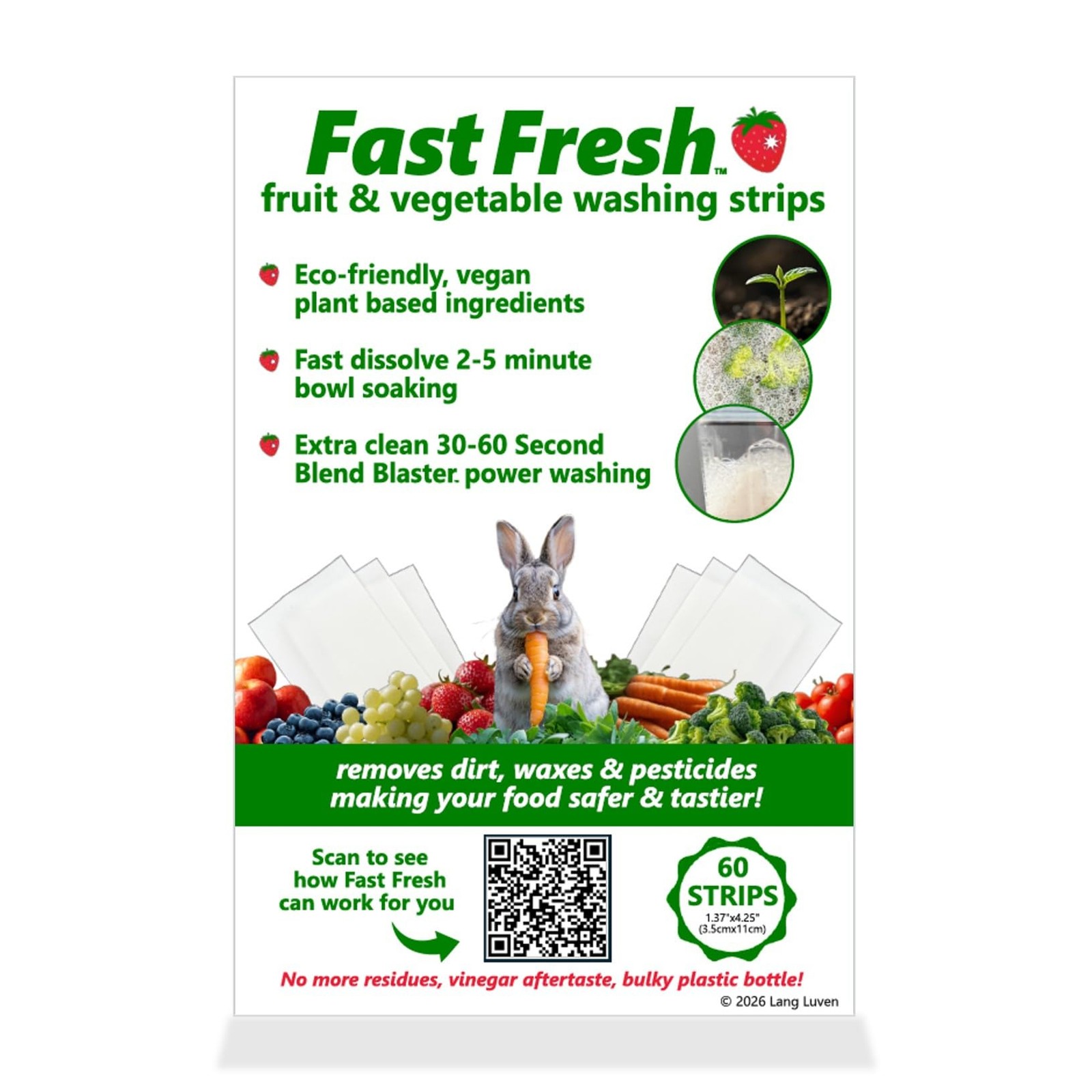 Fruit and Vegetable Wash Strips | Plant-Based, Food-Safe Produce Cleaner | Disso