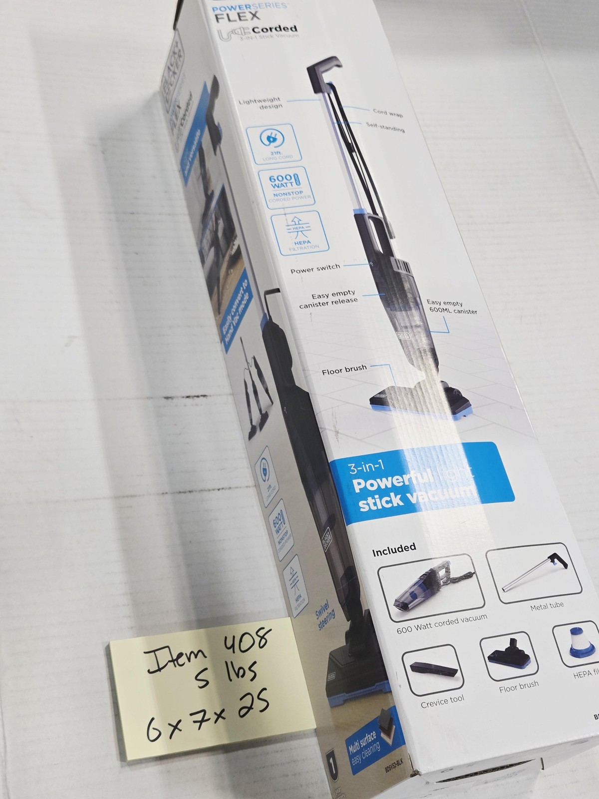 BLACK+DECKER Powerseries Flex 3-in-1 Corded Stick Vacuum 600W HEPA Lightweight