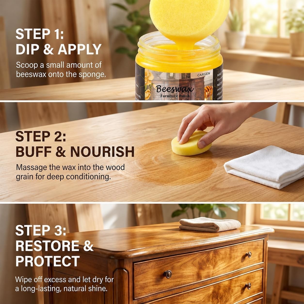 Beeswax Furniture Polish Wood Wax – Wood Polish & Conditioner Restorer for Ha…