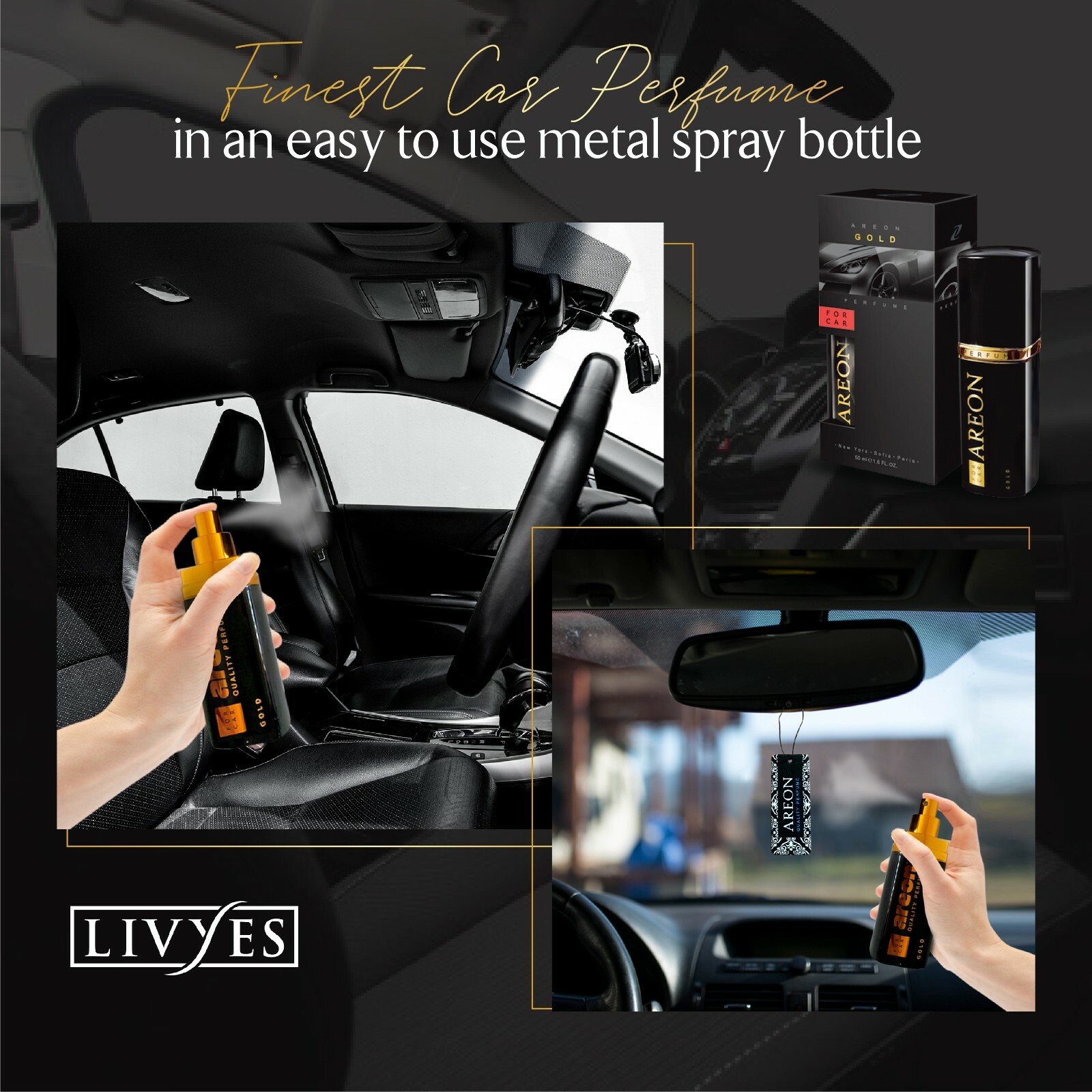 Areon Luxury Car Perfume Long Lasting Air Freshener TOP QUALITY – GOLD 50ml NEW