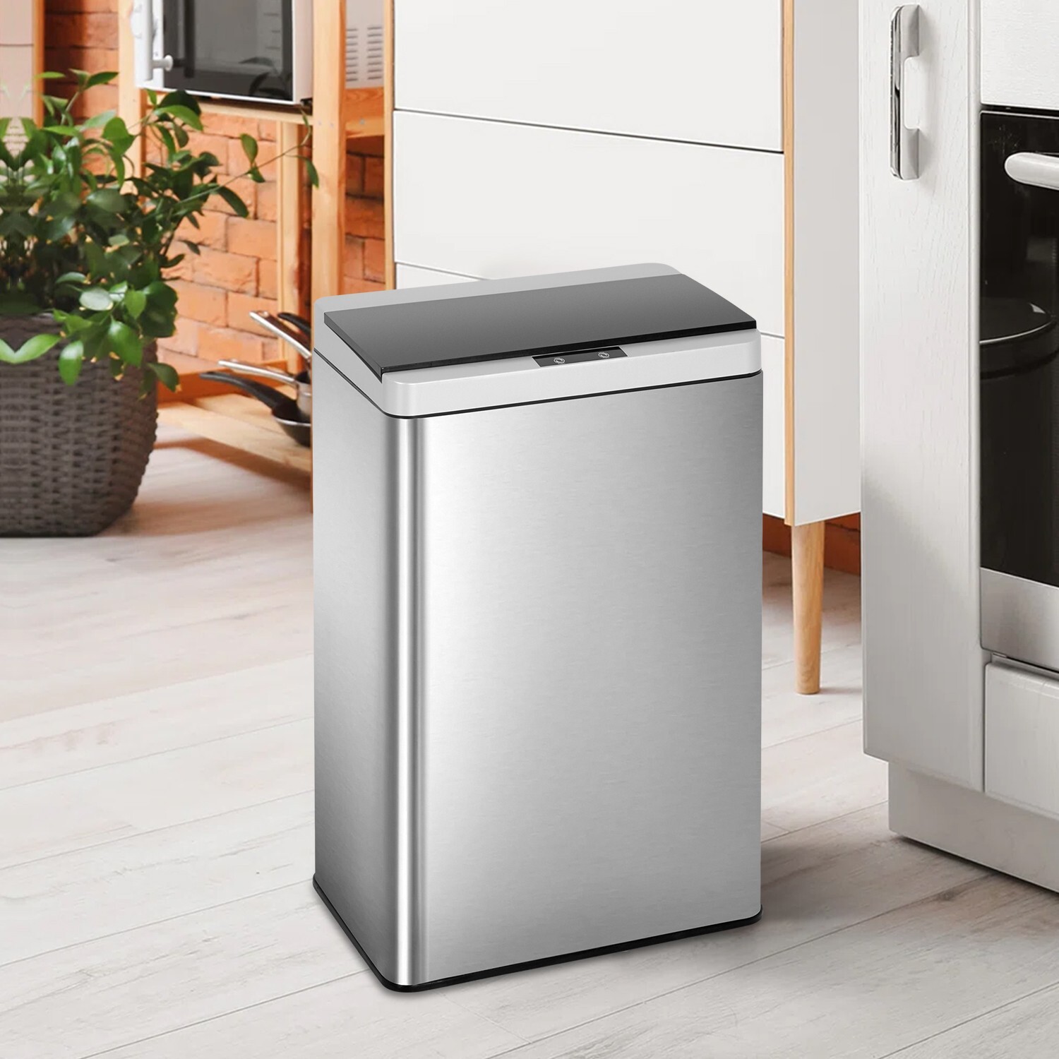 13 Gallon 50 Liter Automatic Touch Free High-capacity Stainless Steel Waste Bin