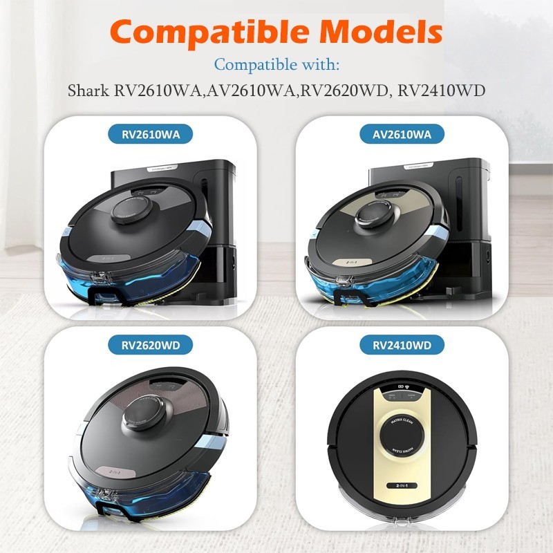 RV2610WA vacuum mop replacement kit, includes 4 mop pads and 4 side brushes.